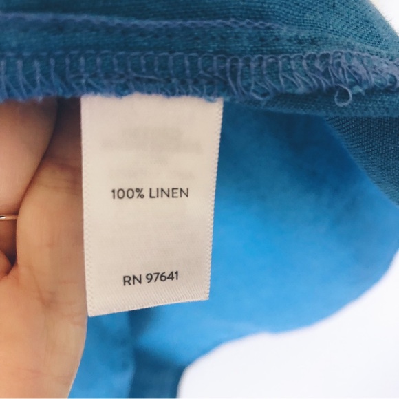 NWT J. Jill Relaxed Linen Peasant Top Cerulean Blue Size L Lagenlook - Picture 9 of 9